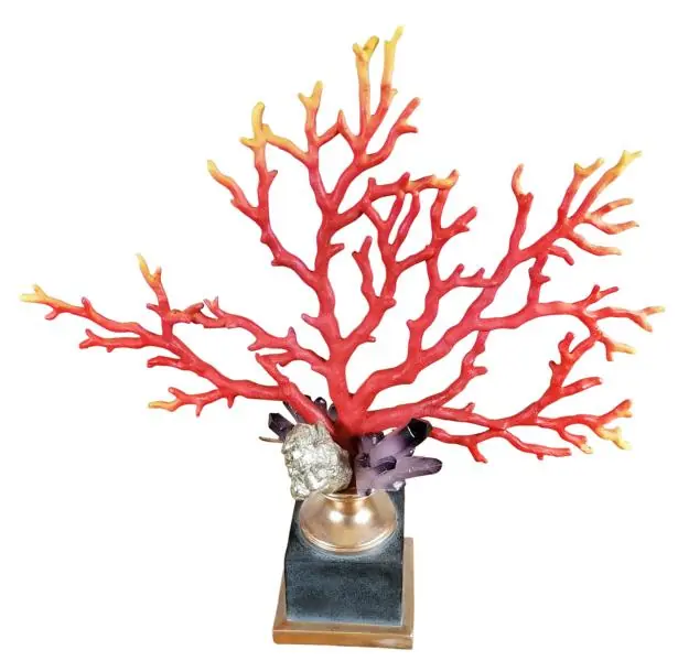 Koralle Deko-Statue XXL Rot auf Standfuß 47,5 cm