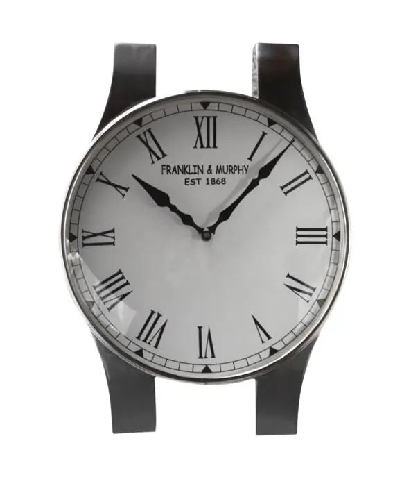 Wanduhr „Armbanduhr“ Silber mit römischen Ziffern 42 cm