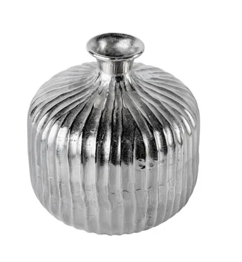 Vase rund Aluminium Silber 27 cm