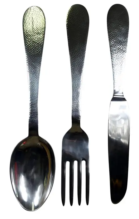 Wandbesteck XL Hammerschlag-Optik Aluminium Silber 62 cm