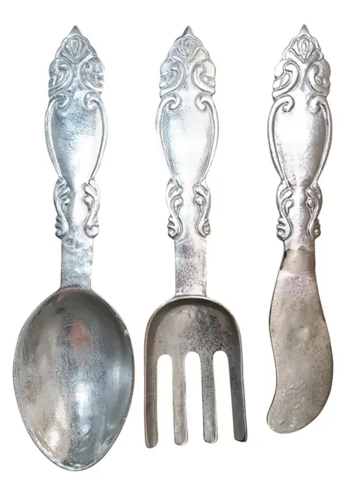 Besteck Wanddekoration XL mit Ornamenten Aluminium Silber 64 cm