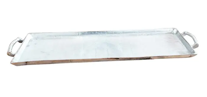 Tablett XXL Silber mit Griffen 112 cm
