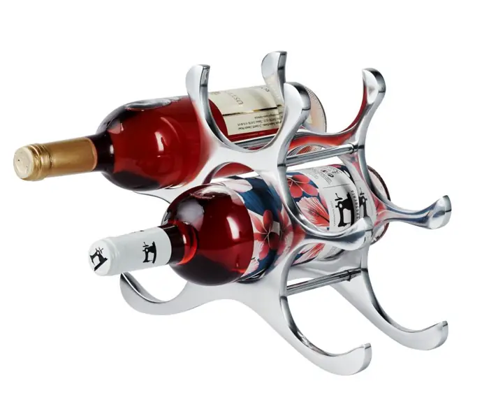 Weinregal Aluminium poliert für 6 Flaschen 27,5 × 11 × 22 cm