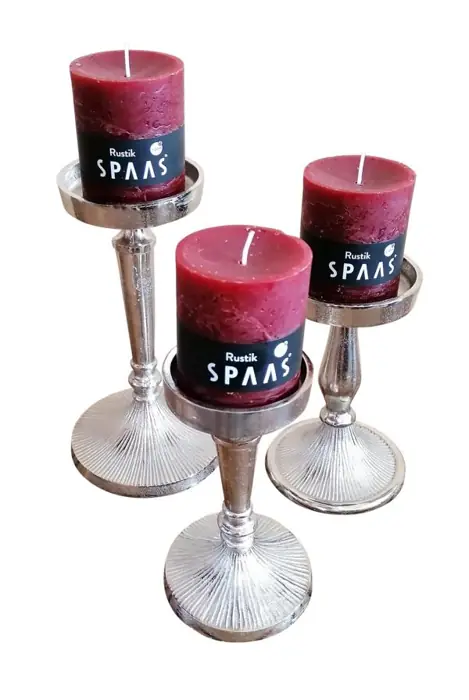 Kerzenständer 3er Set Silber für Stumpenkerzen 17,5, 18 und 23,5 cm