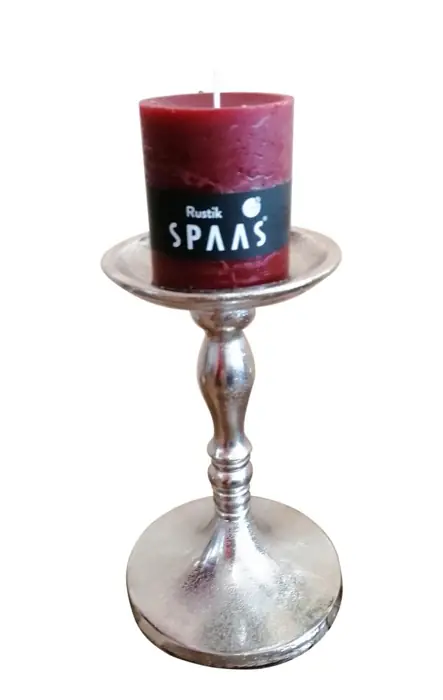Kerzenständer Silber für Stumpenkerzen 22 cm aus Aluminium