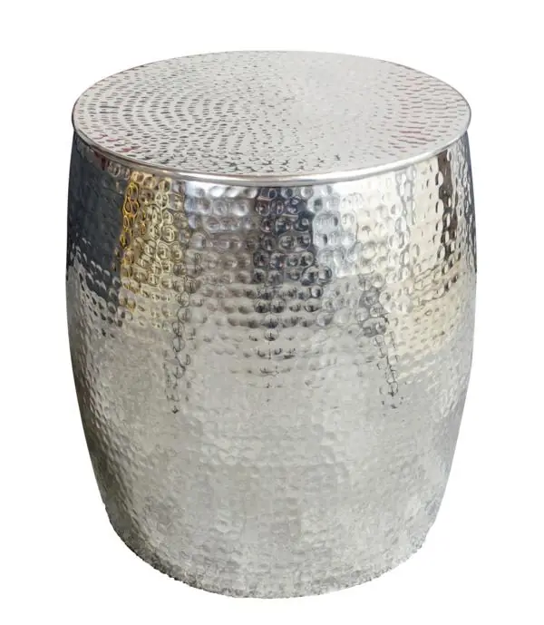 Beistelltisch Silber XL Aluminium Hammerschlag 42 × 42 × 47 cm