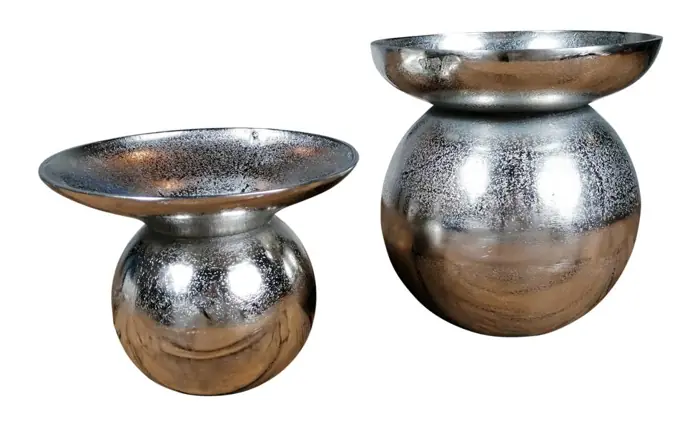 Vasen 2er-Set Aluminium Silber 16 / 21 cm hoch