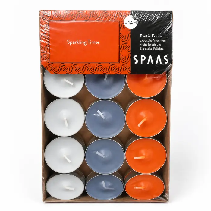 Duftteelichter Sparkling Times – Exotische Früchte – 30 Stück, 4,5 h