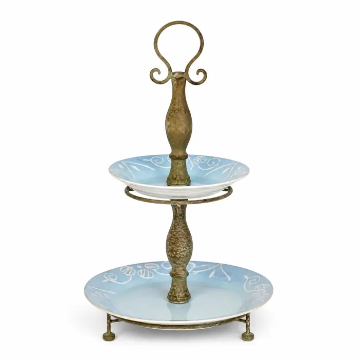 Etagere mit Griff Keramik und Eisen Landhausstil 60 cm