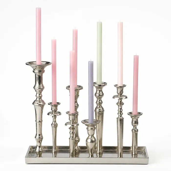 Kerzenständer XXL für 8 Stabkerzen Silber von Colmore