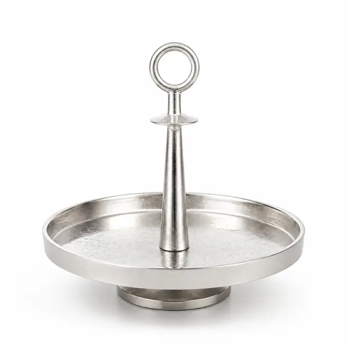 Schale Etagere mit Griff Aluminium Silber von Colmore 45 cm