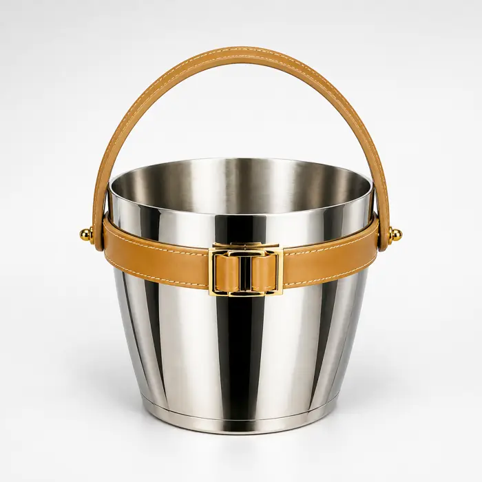 Weinkühler Edelstahl mit Ledergriff Colmore 21 × 21 × 21 cm