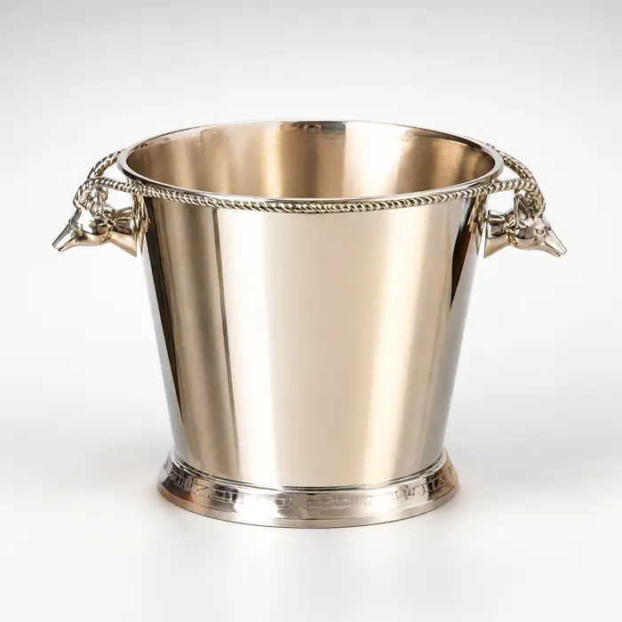 Champagnerkühler Steinbock Nickel Silber von Colmore