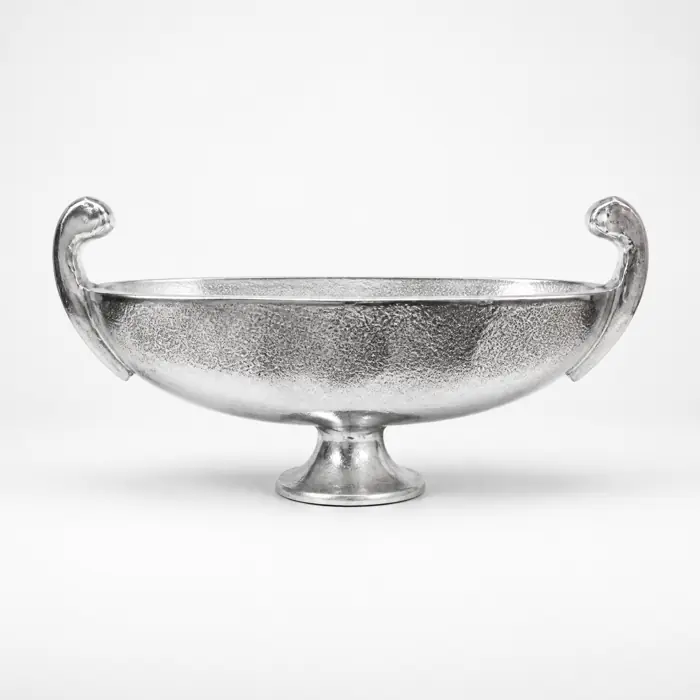 Ovale Pokalschale XL Aluminium Silber 61 cm