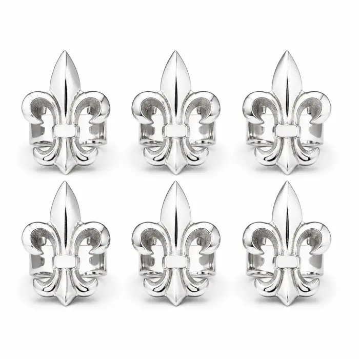 Serviettenringe Lilie Silber 6er-Set Aluminium 8 cm