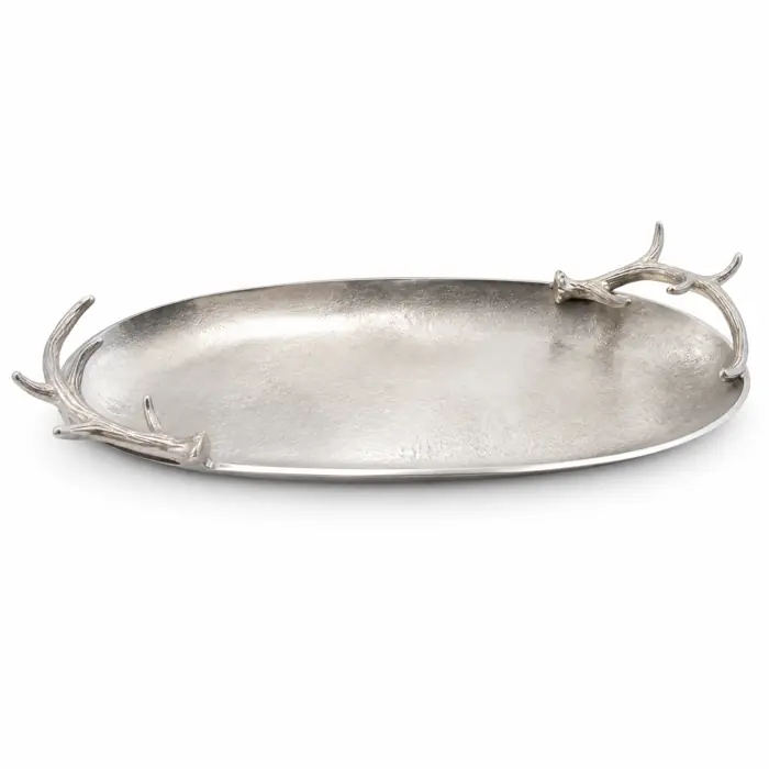 Große Dekoschale „Geweih“ Silber, Aluminium 80 cm