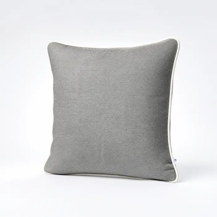 Outdoor-Kissen Grau mit Keder in Natur 45 × 45 cm inkl. Füllung