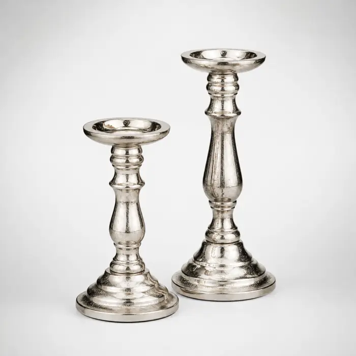 Kerzenständer-Set Silber 18,5 & 24 cm