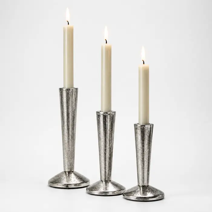 Kerzenständer 3er Set Silber für Stabkerzen 13, 15,5 und 18 cm