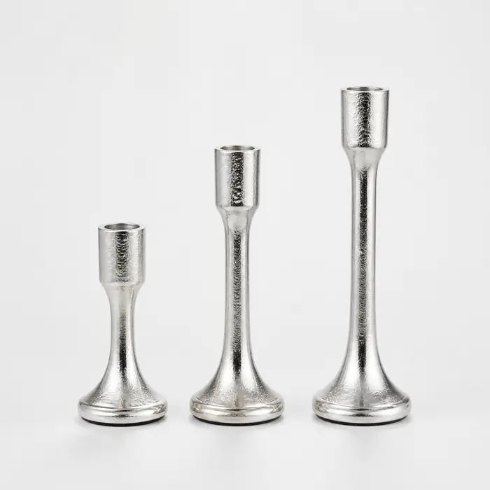 Kerzenständer 3er Set Silber für Stabkerzen 11, 16 und 20 cm