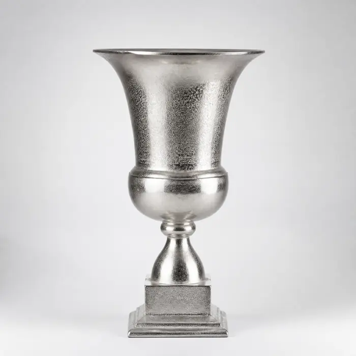Pokalvase Aluminium Silber Raw-Optik 49 cm