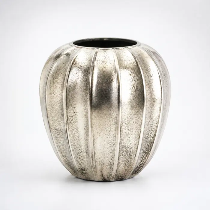Vase Aluminium Silber Raw-Optik 23 cm