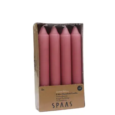 Kleine Stabkerzen Rosa 8er-Pack, 15 cm