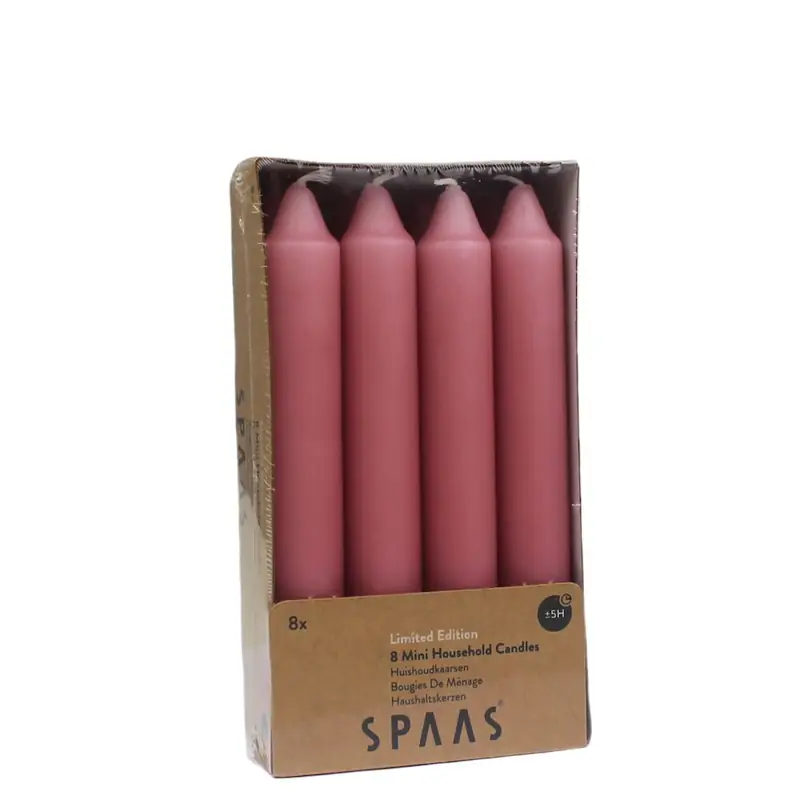 Kleine Stabkerzen Rosa 8er-Pack, 15 cm