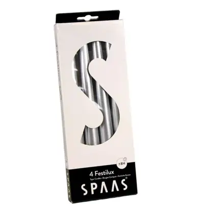 Konische Stabkerzen Silber 4er-Pack, 24 cm