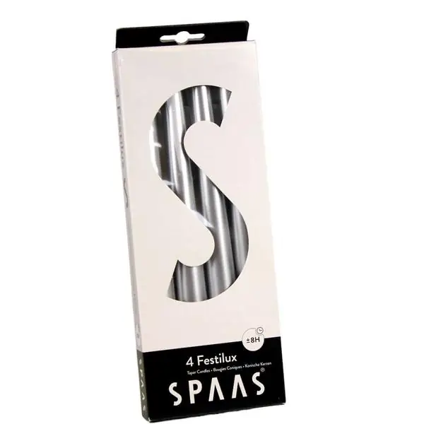 Konische Stabkerzen Silber 4er-Pack, 24 cm