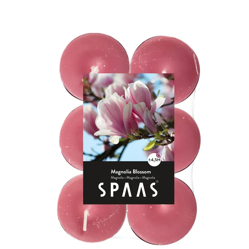 Duftteelichter Magnolienblüte – 12 Stück, 4,5 h