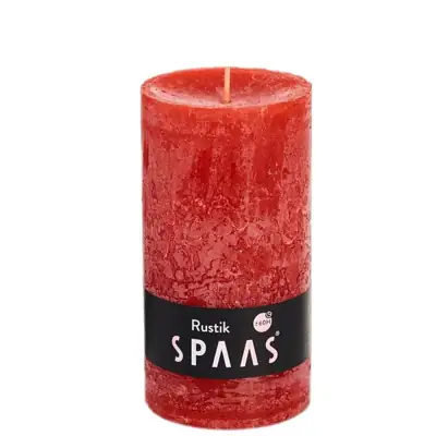 Stumpenkerze Rot Rustic Ø 7 × 13 cm – Spaas