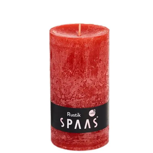 Stumpenkerze Rot Rustic Ø 7 × 13 cm – Spaas