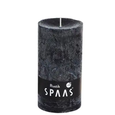 Stumpenkerze Schwarz Rustic Ø 7 × 13 cm – Spaas