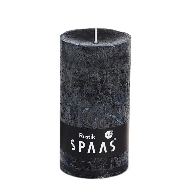 Stumpenkerze Schwarz Rustic Ø 7 × 13 cm – Spaas