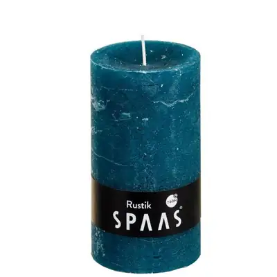 Stumpenkerze Türkis Rustic Ø 7 × 13 cm – Spaas