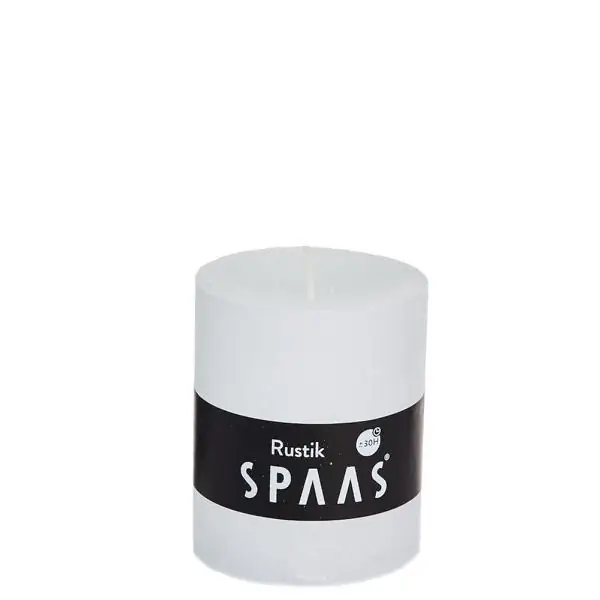 Stumpenkerze Weiß Rustic Ø 7 × 8 cm – Spaas