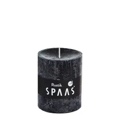 Stumpenkerze Schwarz Rustic Ø 7 × 8 cm – Spaas