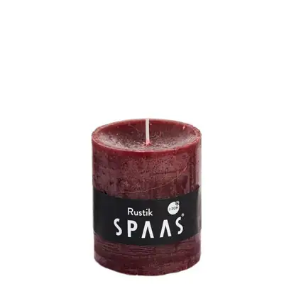 Stumpenkerze Weinrot Rustic Ø 7 × 8 cm – Spaas