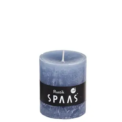 Stumpenkerze Rustic Grau Blau Ø 7 × 8 cm, 30 Stunden