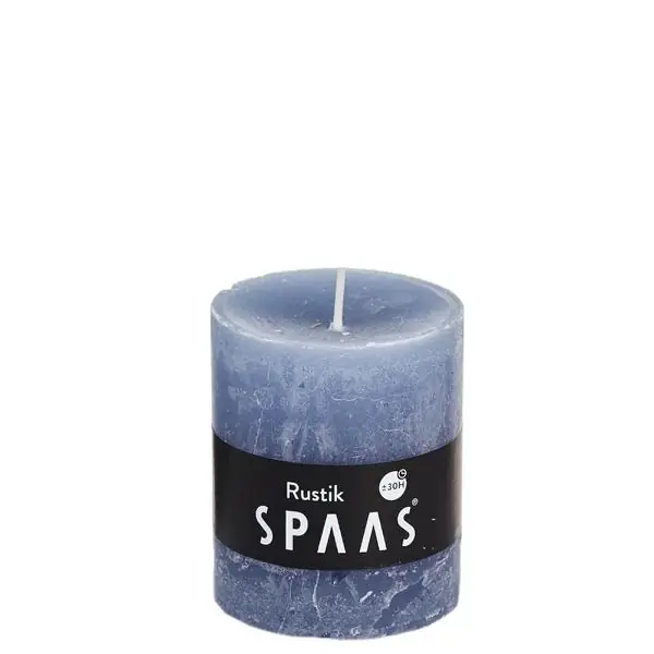 Stumpenkerze Rustic Grau Blau Ø 7 × 8 cm, 30 Stunden
