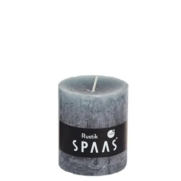 Stumpenkerze Rustic Grau Ø 7 × 8 cm, 30 Stunden
