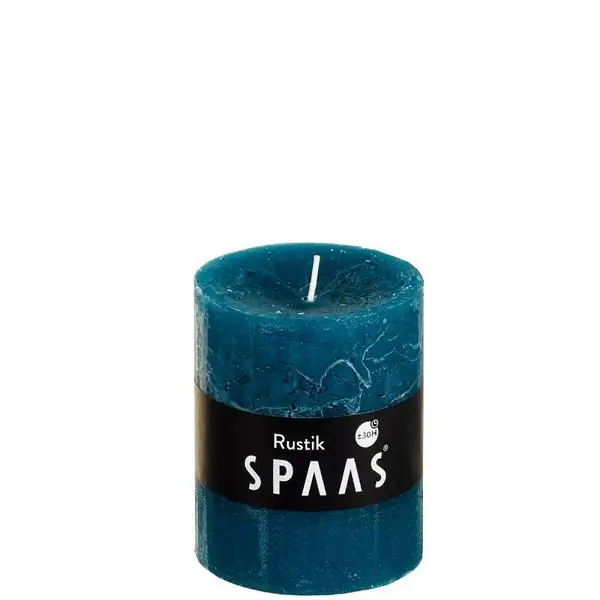 Stumpenkerze Türkis Rustic Ø 7 × 8 cm – Spaas