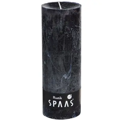 Stumpenkerze Schwarz Rustic Ø 7 × 19 cm – Spaas