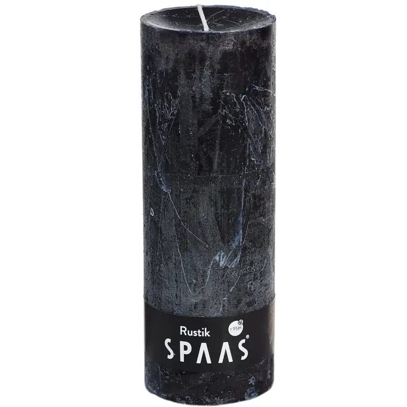 Stumpenkerze Schwarz Rustic Ø 7 × 19 cm – Spaas