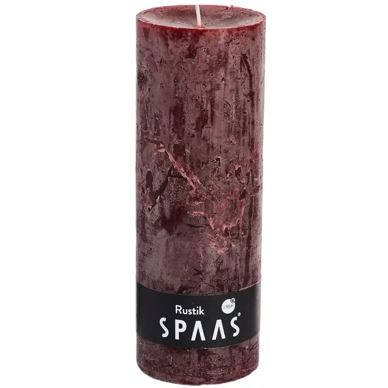 Stumpenkerze Weinrot Rustic Ø 7 × 19 cm – Spaas