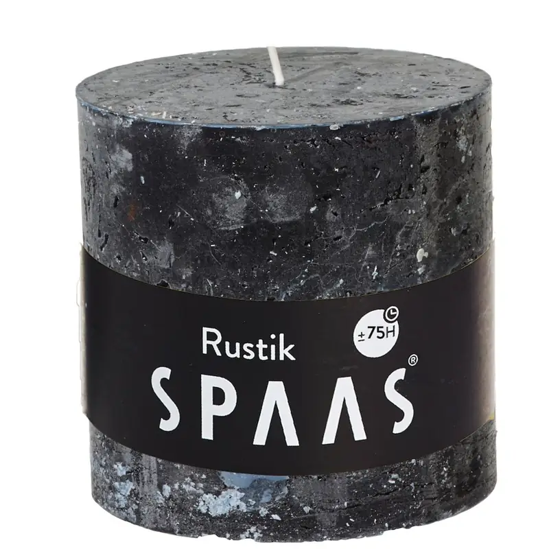 Stumpenkerze Schwarz Rustic Ø 10 × 10 cm – Spaas