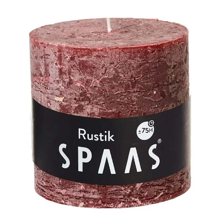 Stumpenkerze Weinrot Rustic Ø 10 × 10 cm – Spaas
