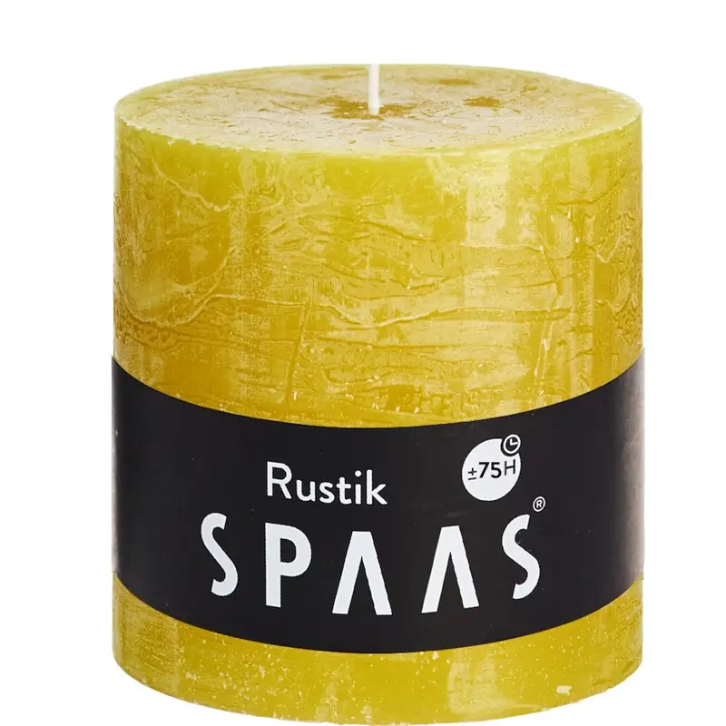Stumpenkerze Rustic Gelb Ø 10 × 10 cm, 75 Stunden