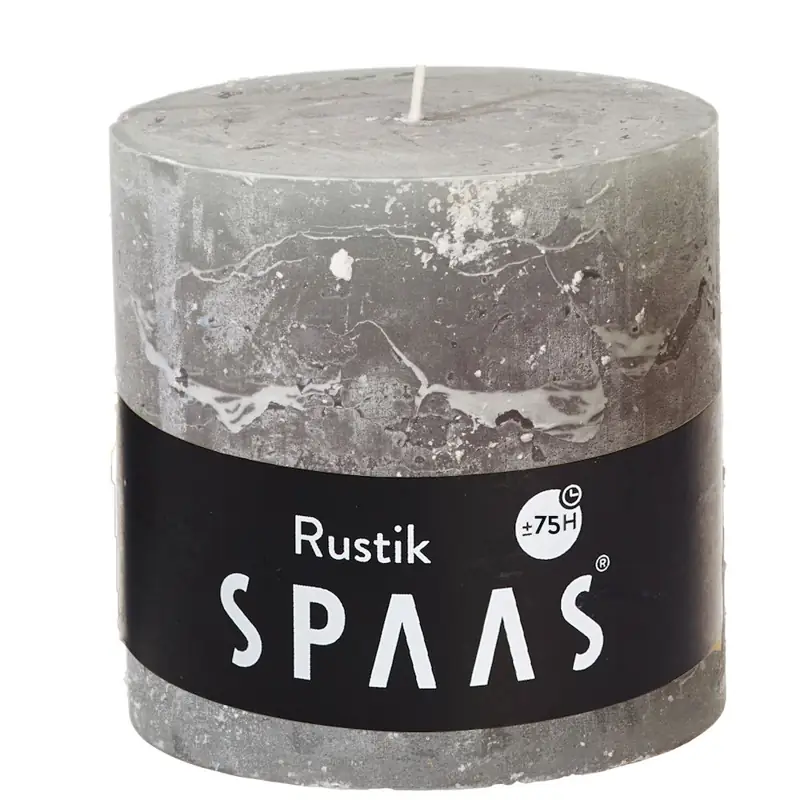 Stumpenkerze Rustic Grau Ø 10 × 10 cm, 75 Stunden
